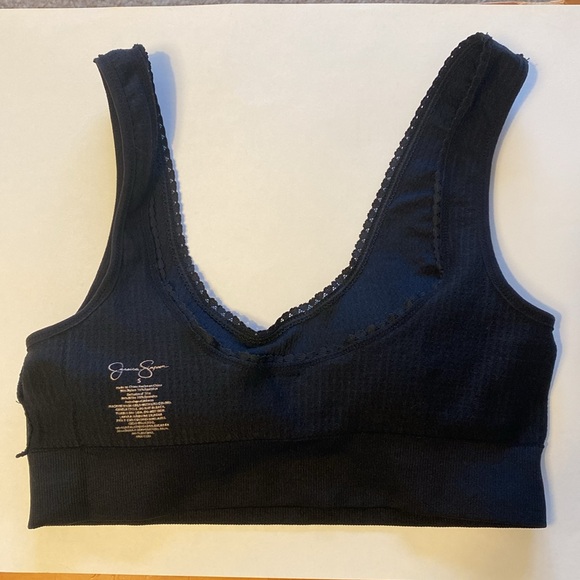 Small Jessica Simpson Sports Bra Stretchy Crop Tank Top Bralette Black - Picture 10 of 11